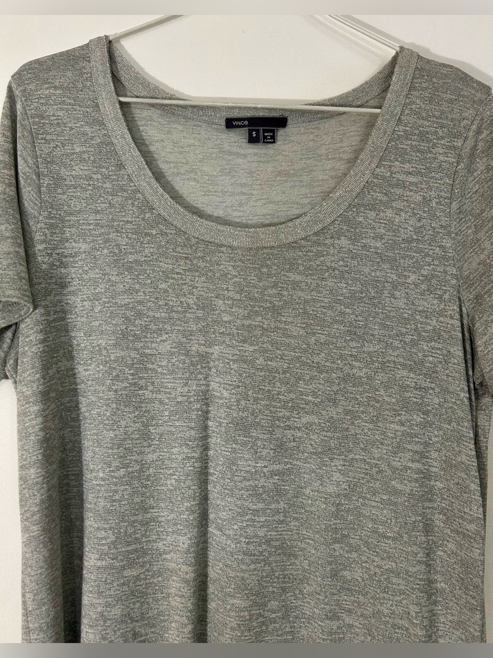 Vince Light Heather Gray Scoop Neck Short Sleeve Tee, Women’s Size Small - Picture 7 of 8